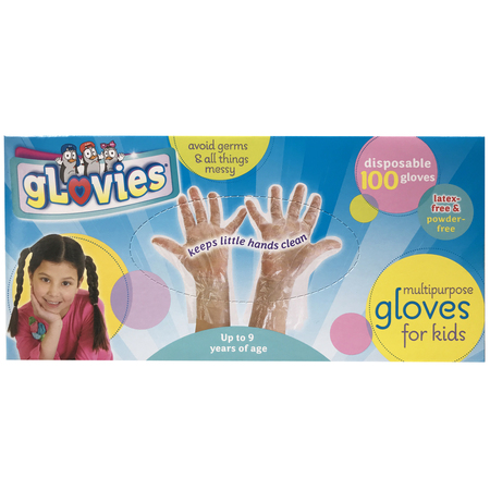 Glovies Disposable Gloves, Plastic, One Size, 200 PK, Clear LX002B100